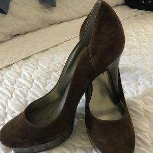 Brown platform heels
